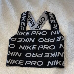 Nike Pro Black and White Logo Bra/ Crop Top